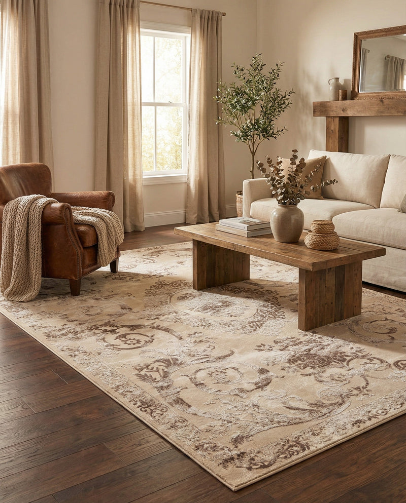 Bloomsbury Elegance Collection Area Rug - Mayfair Rectangle Beige  lifestyle 29