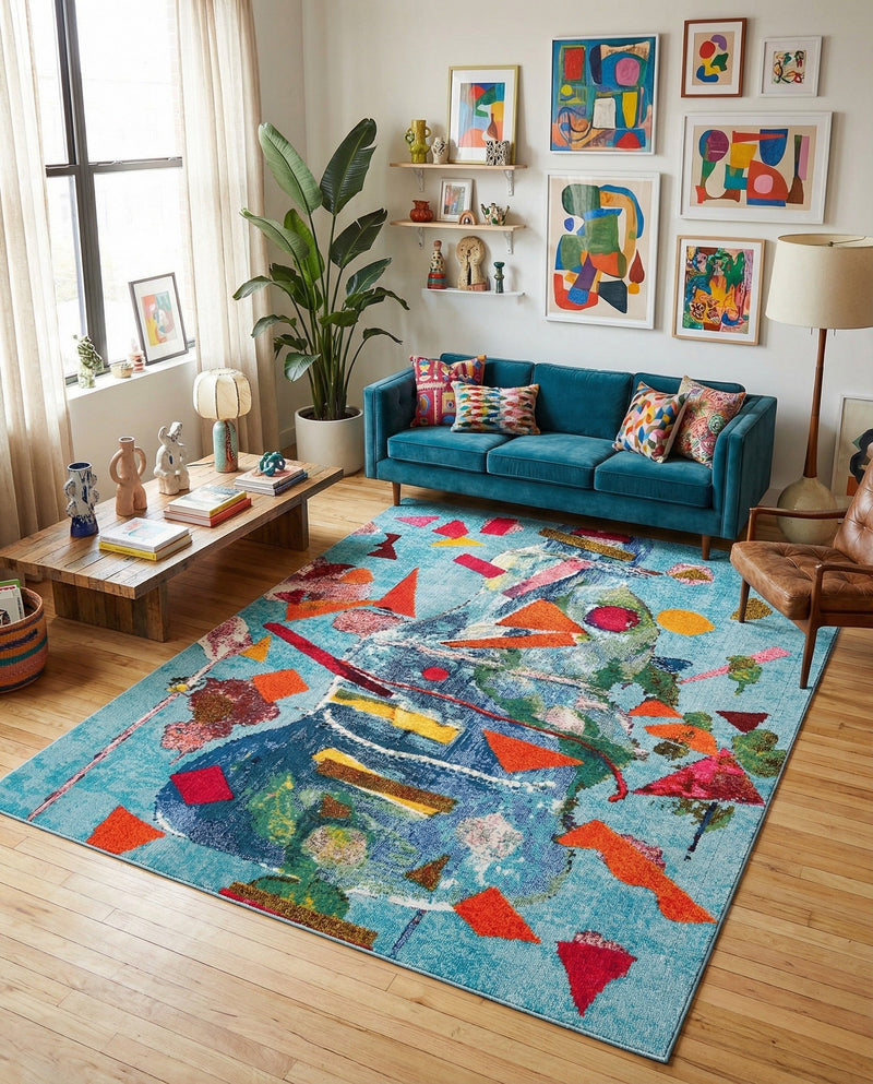 Colorburst Oasis Collection Area Rug -  Fresco Rectangle Aqua  lifestyle 25