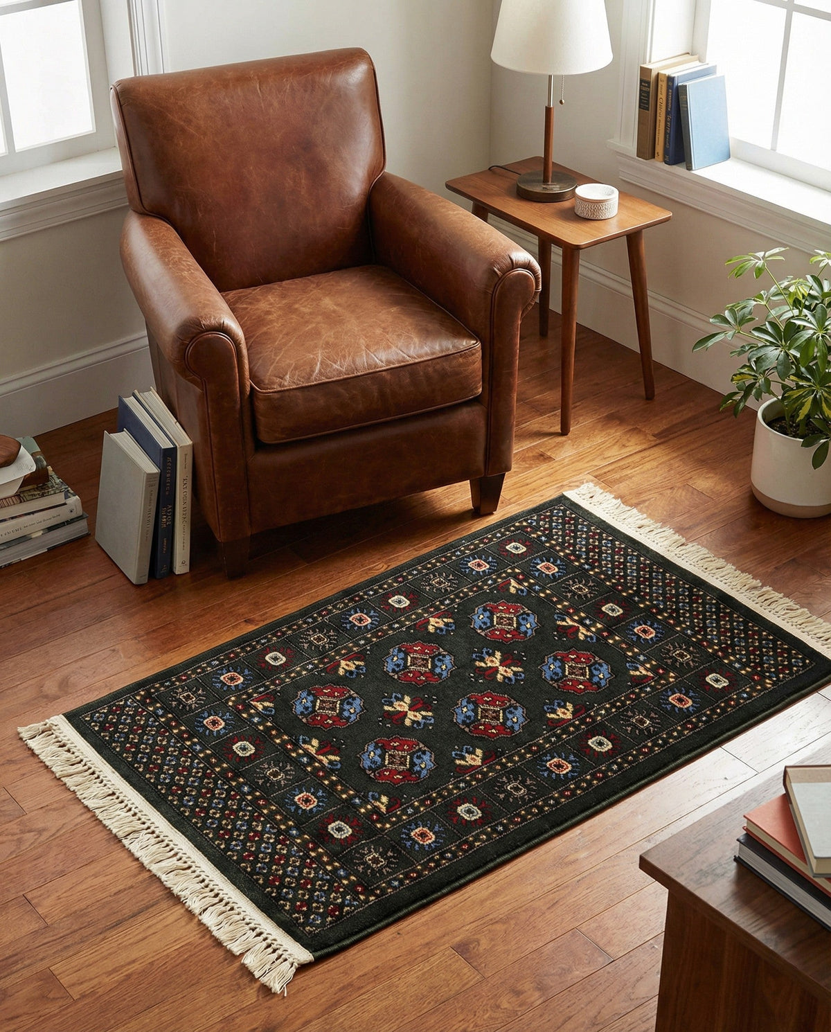 Samarkand Elegance Collection Area Rug -  Margilan (Dark Green) Rectangle Dark Green  lifestyle 10
