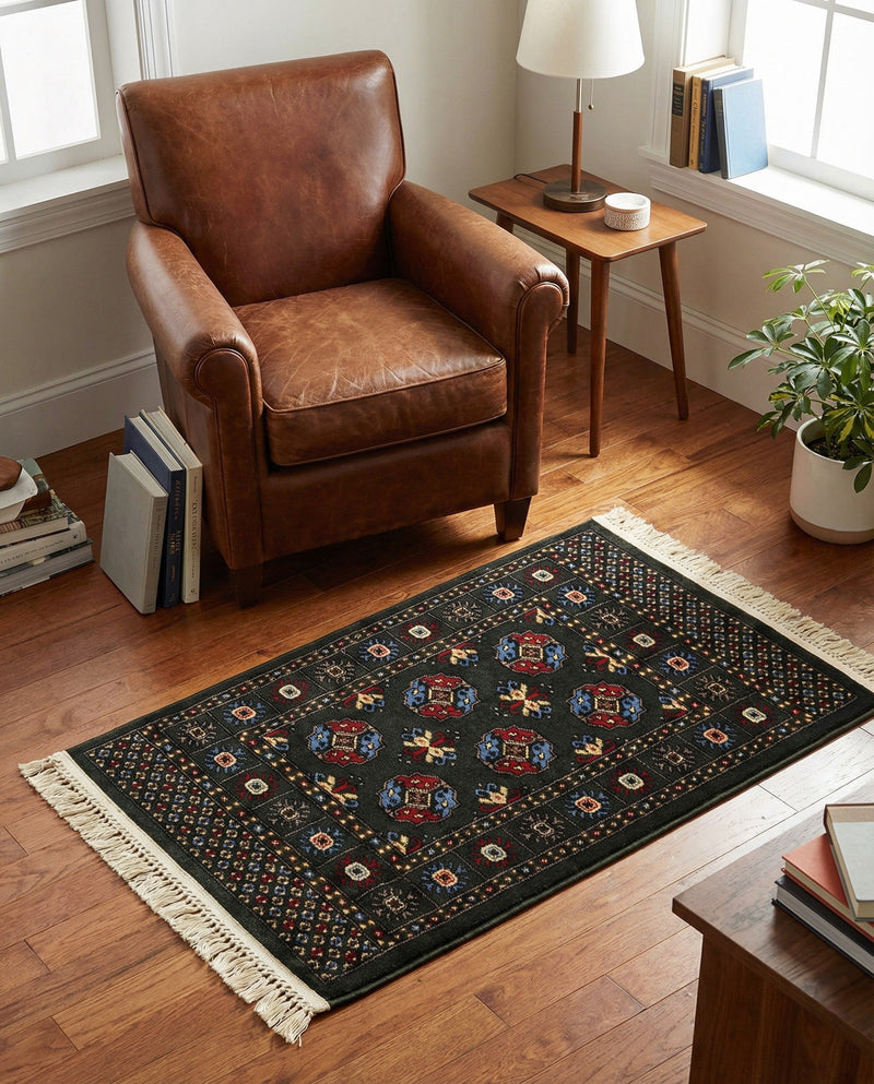 Samarkand Elegance Collection Area Rug -  Margilan (Dark Green) Rectangle Dark Green  lifestyle 10