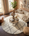 Cozy Haven Shag Collection Area Rug - Serenity (Ivory) Round Ivory  lifestyle 60