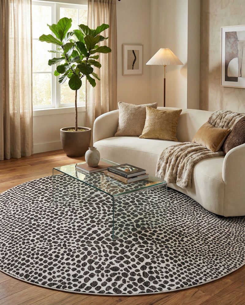 Urban Oasis Rugs Collection Area Rug -  Terrace (Black) Round Black  lifestyle 76