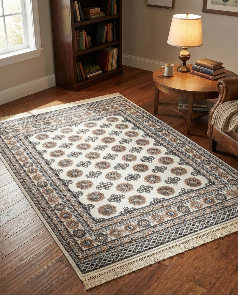 Samarkand Elegance Collection Area Rug -  Margilan (Ivory) Rectangle Ivory  lifestyle 14
