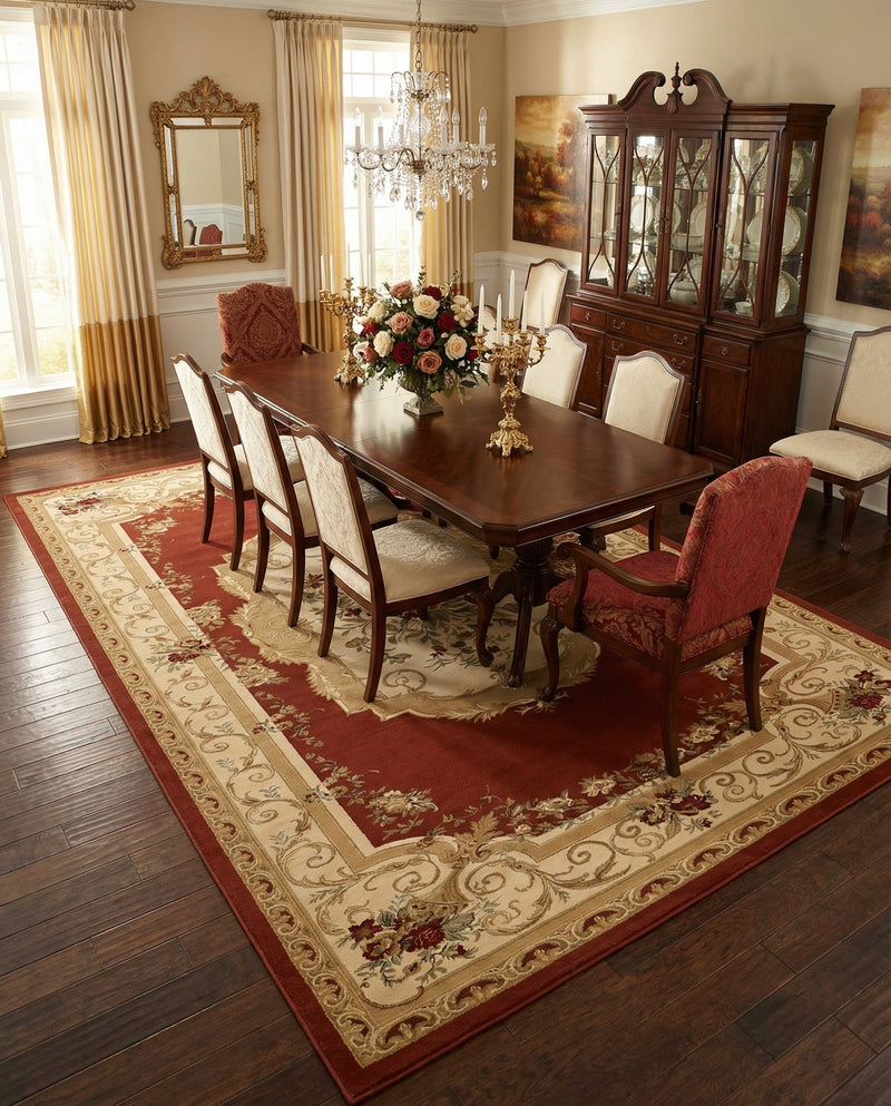 Versailles Elegance Collection Area Rug -  Louveciennes (Brick Red) Rectangle Brick Red  lifestyle 3