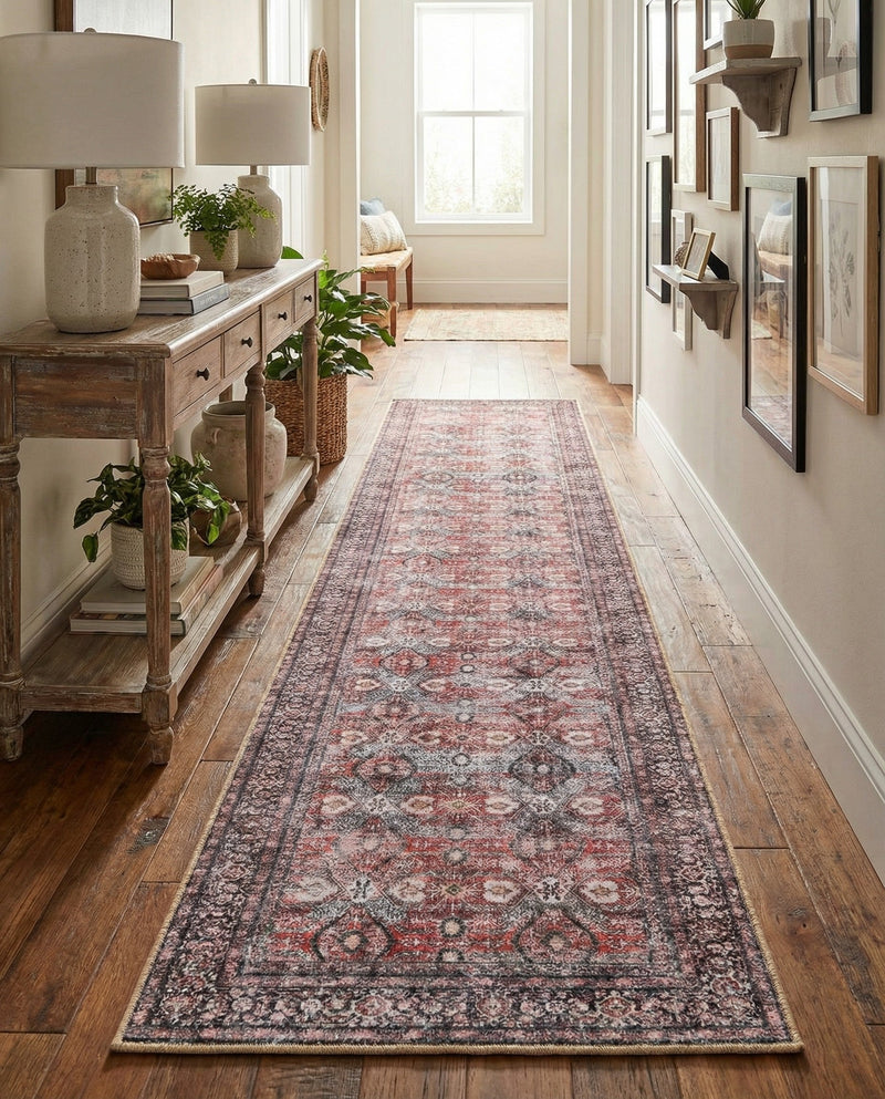Heritage Elegance Collection Area Rug -  Hampton Runner Antique Red  lifestyle 52