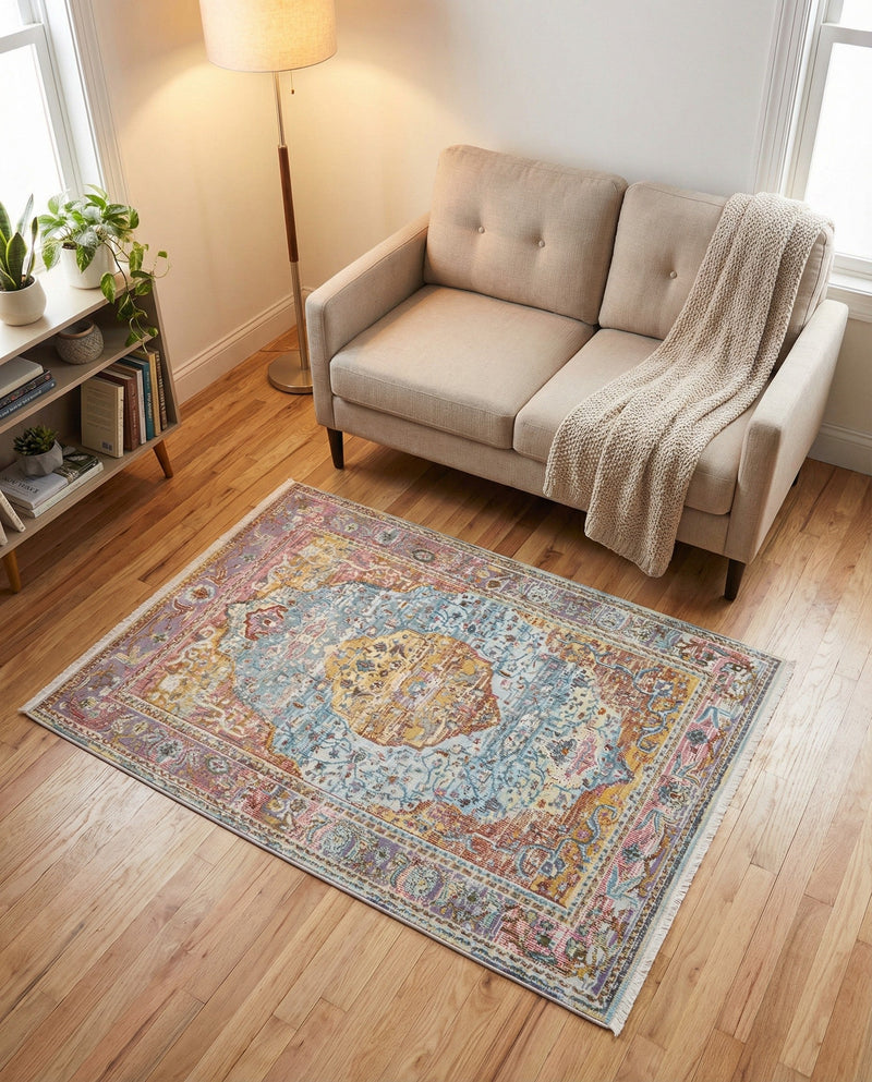 Caribbean Breeze Collection Area Rug -  Vieques Rectangle Light Blue  lifestyle 38