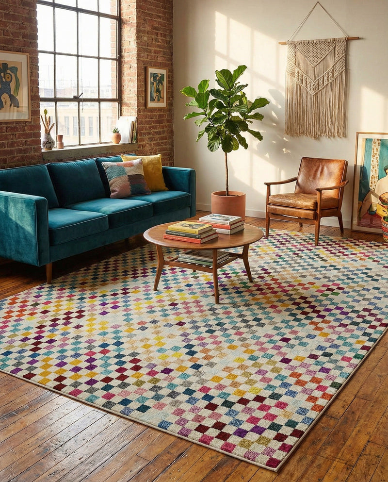 Chromatic Oasis Collection Area Rug -  Flora Rectangle Multi  lifestyle 16