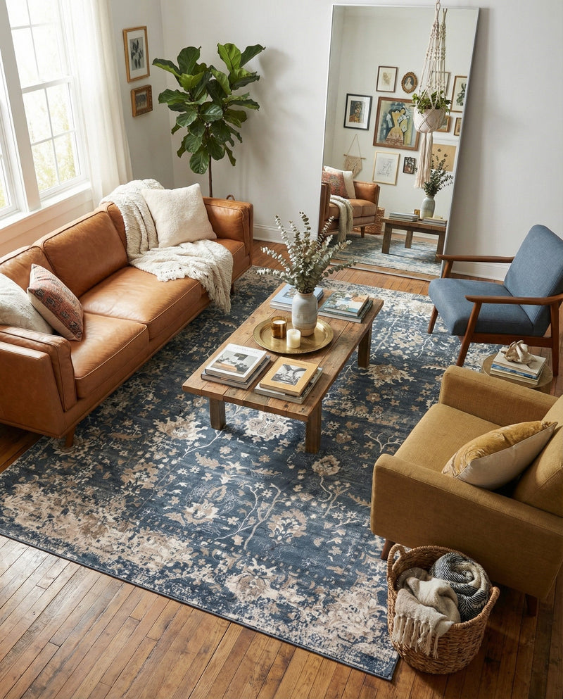 Cascade Range Collection Area Rug -  Shasta (Blue) Rectangle Blue  lifestyle 12