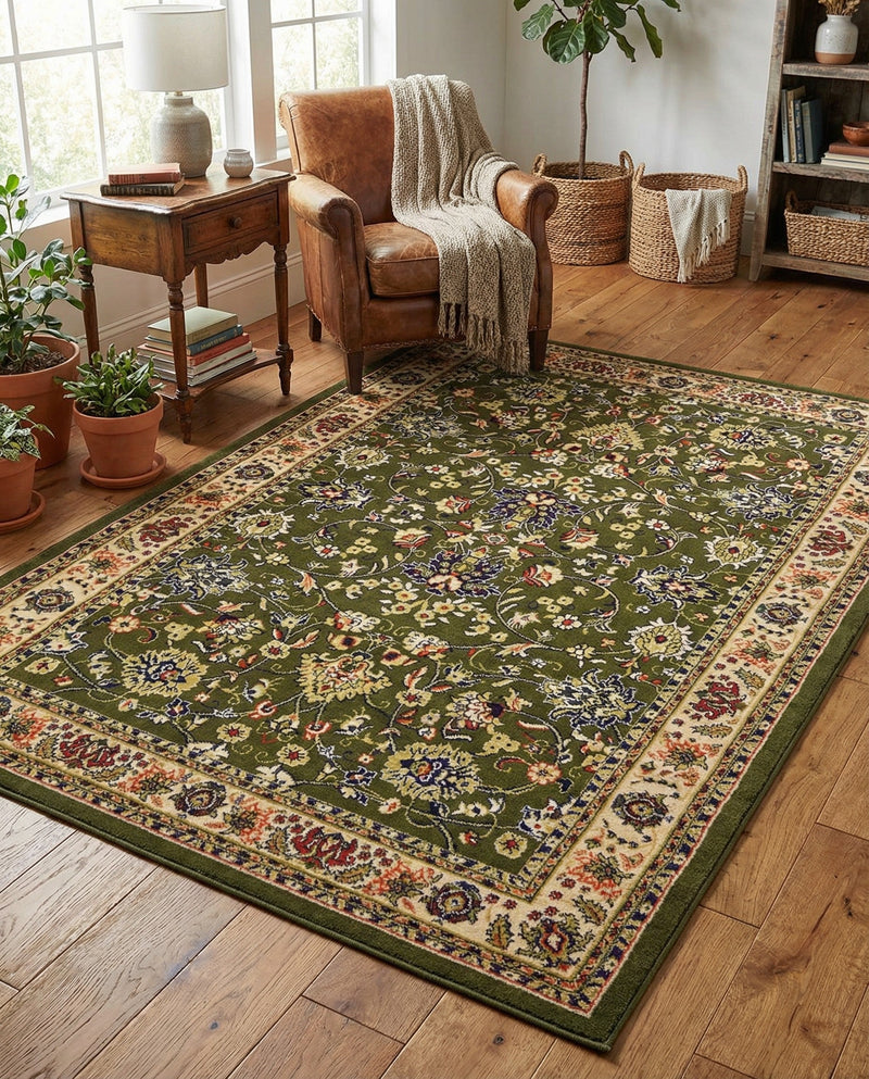 Isfahan Elegance Collection Area Rug - Naghsh-e Jahan (Green) Rectangle Green  lifestyle 56