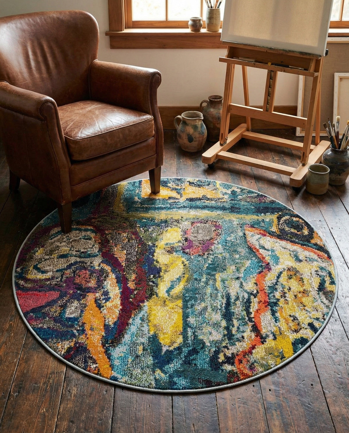 Autumnal Tapestry Collection Area Rug - Harvestville Round Multi  lifestyle 88