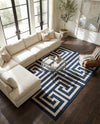 Aegean Labyrinth Collection Area Rug -  Mykonos Rectangle Navy Blue  lifestyle 11