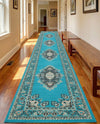 Tabriz Tapestry Collection Area Rug - Azerbaijan (Turquoise) Runner Turquoise  lifestyle 46