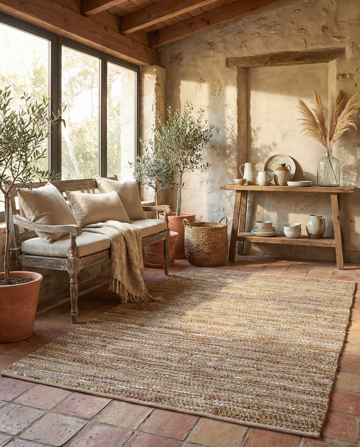 Urban Shimmer Jute Collection Area Rug - Metropolis Rectangle Natural  lifestyle 11