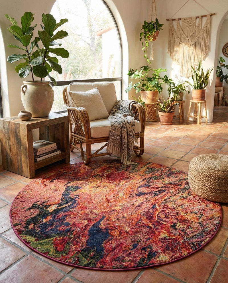 Autumnal Tapestry Collection Area Rug -  Chromaticville Round Multi  lifestyle 41