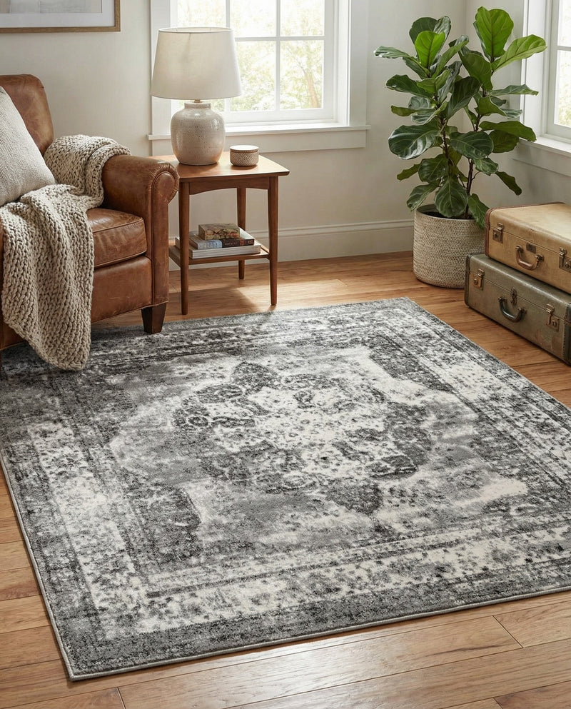 Riviera Elegance Collection Area Rug -  Menton (Gray) Square Gray  lifestyle 49