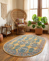 Seville Stripes Collection Area Rug -  Granada (Yellow) Oval Yellow  lifestyle 72