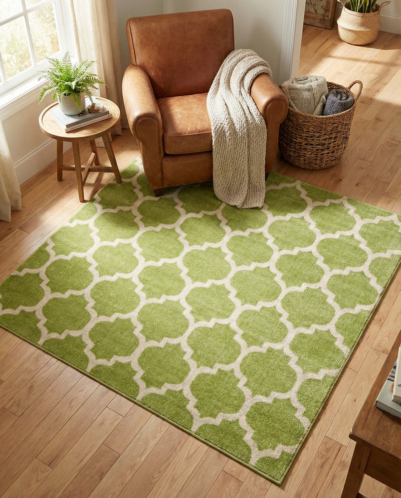 Lattice Gardens Collection Area Rug -  Bloomfield (Light Green) Square Light Green  lifestyle 60