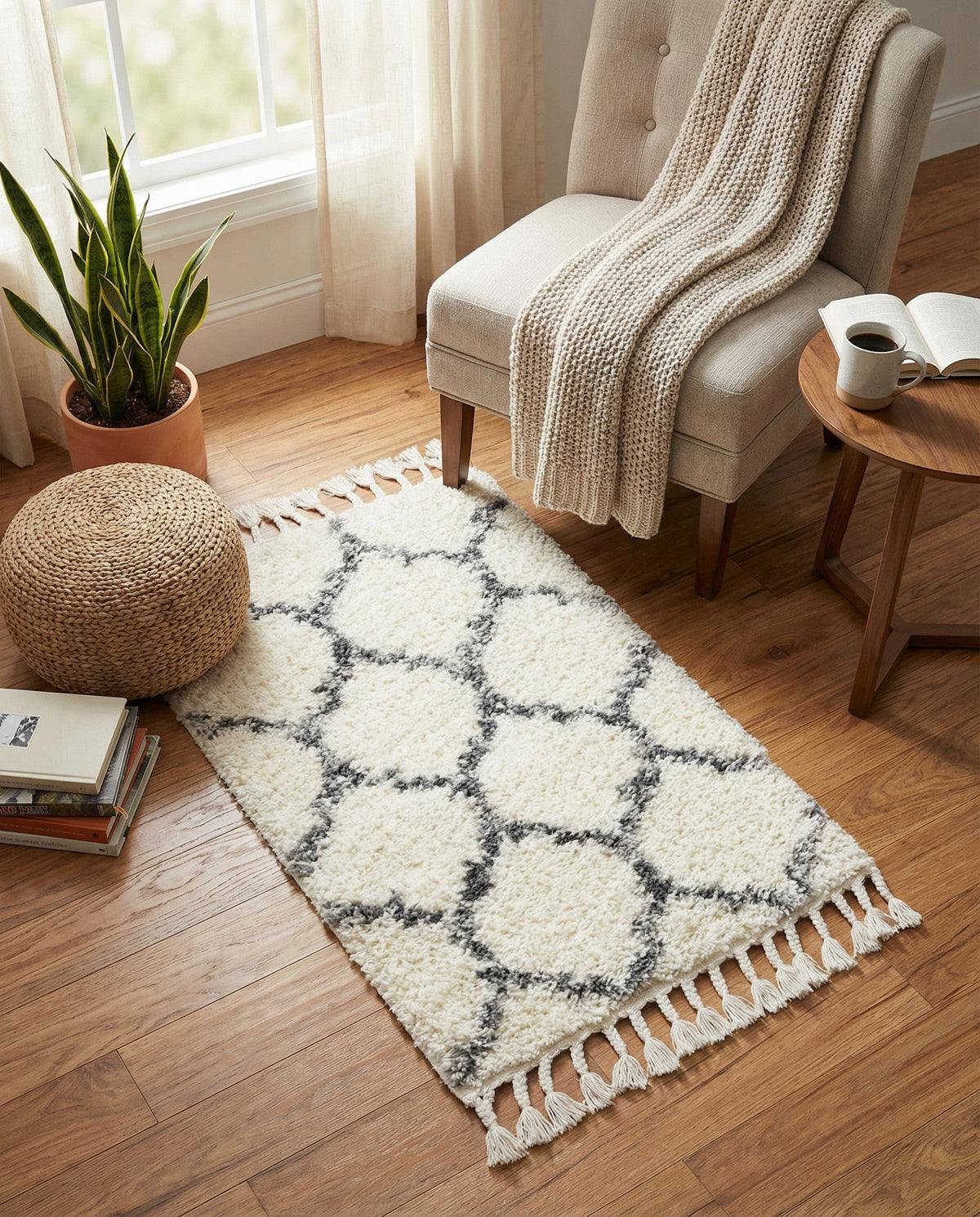 Cozy Cove Shag Collection Area Rug - Marina Rectangle Ivory  lifestyle 42