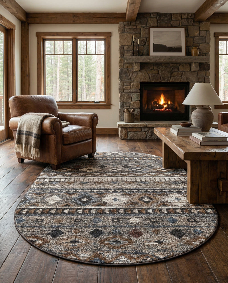 Desert Modern Eco Rug Series Collection Area Rug -  Sonora Oval Khaki Gray  lifestyle 78