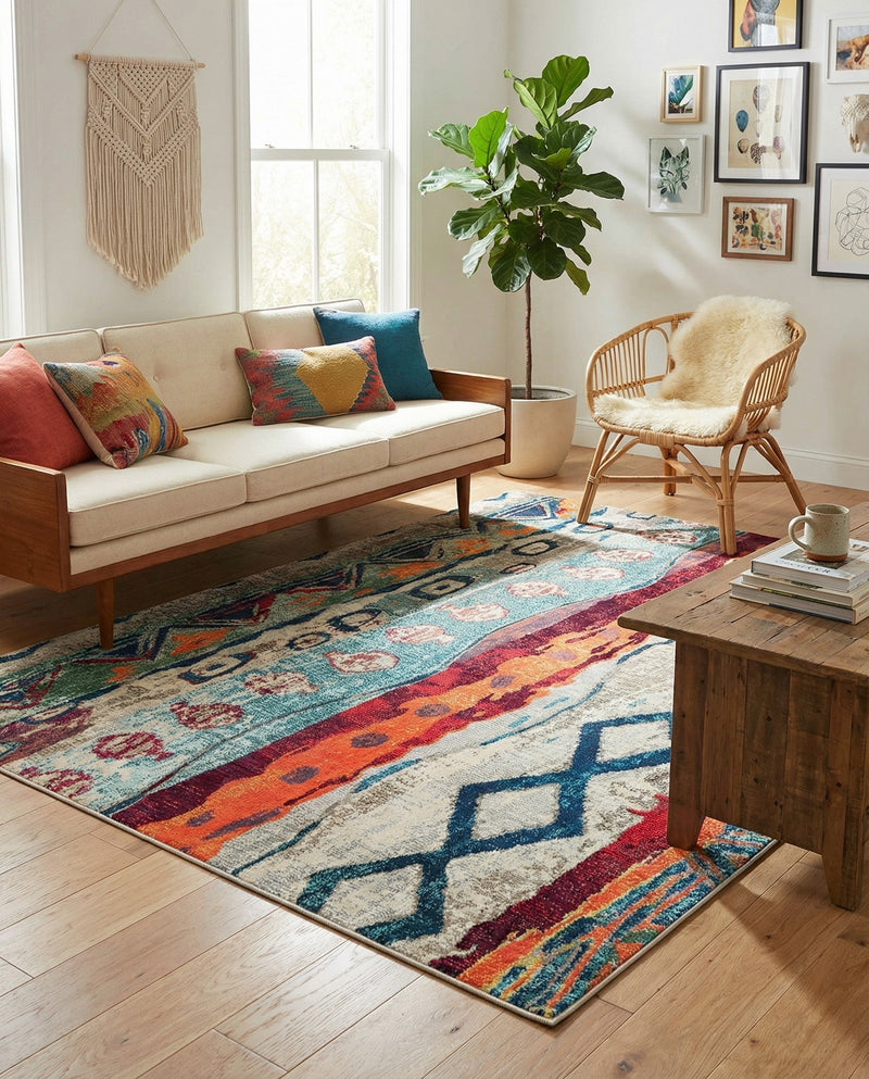 Colorburst Oasis Collection Area Rug -  Lagoon Rectangle Multi  lifestyle 5