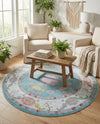 Arcadia Rugs Collection Area Rug - Eden (Aqua and Blue) Round Aqua and Blue  lifestyle 72
