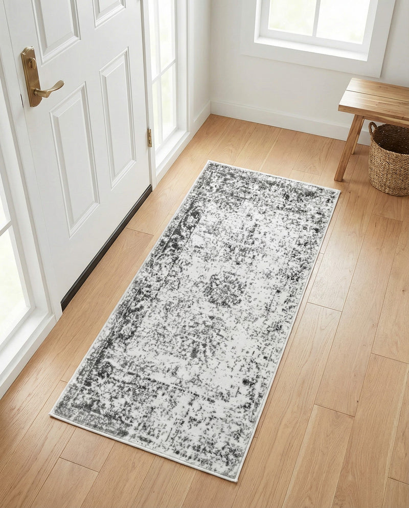 Riviera Elegance Collection Area Rug - Antibes (Gray) Runner Gray  lifestyle 62