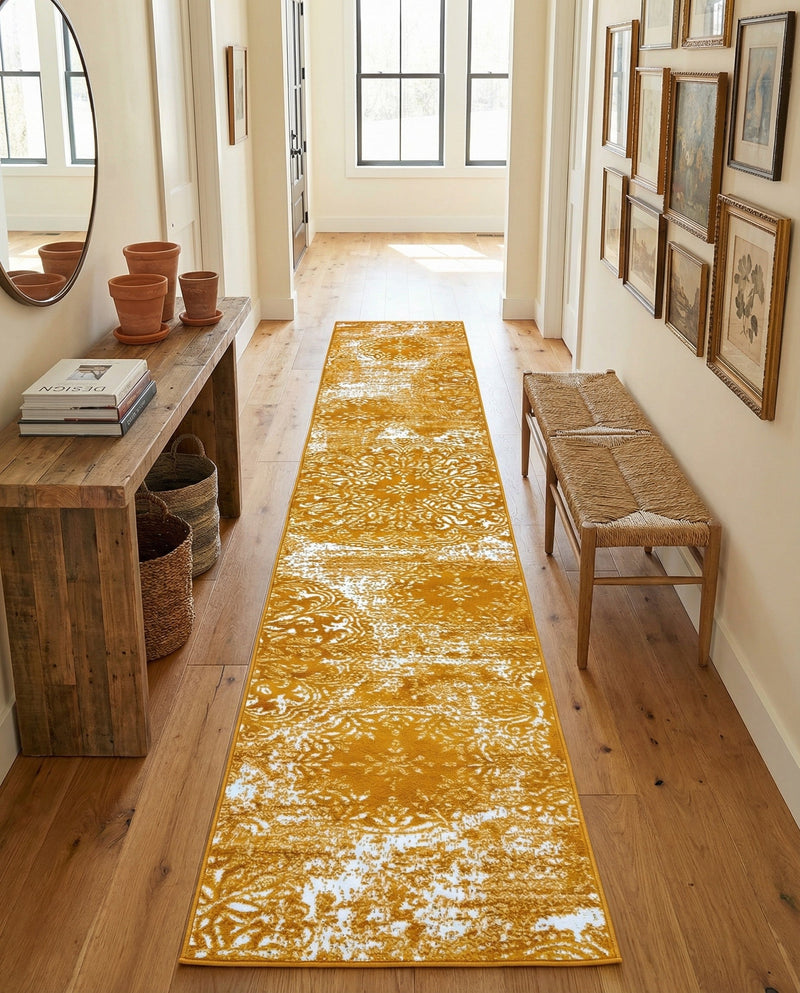 Riviera Elegance Collection Area Rug -  Monaco (Yellow) Runner Yellow  lifestyle 55