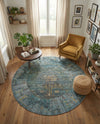 Caribbean Breeze Collection Area Rug -  Martinique Round Turquoise  lifestyle 54