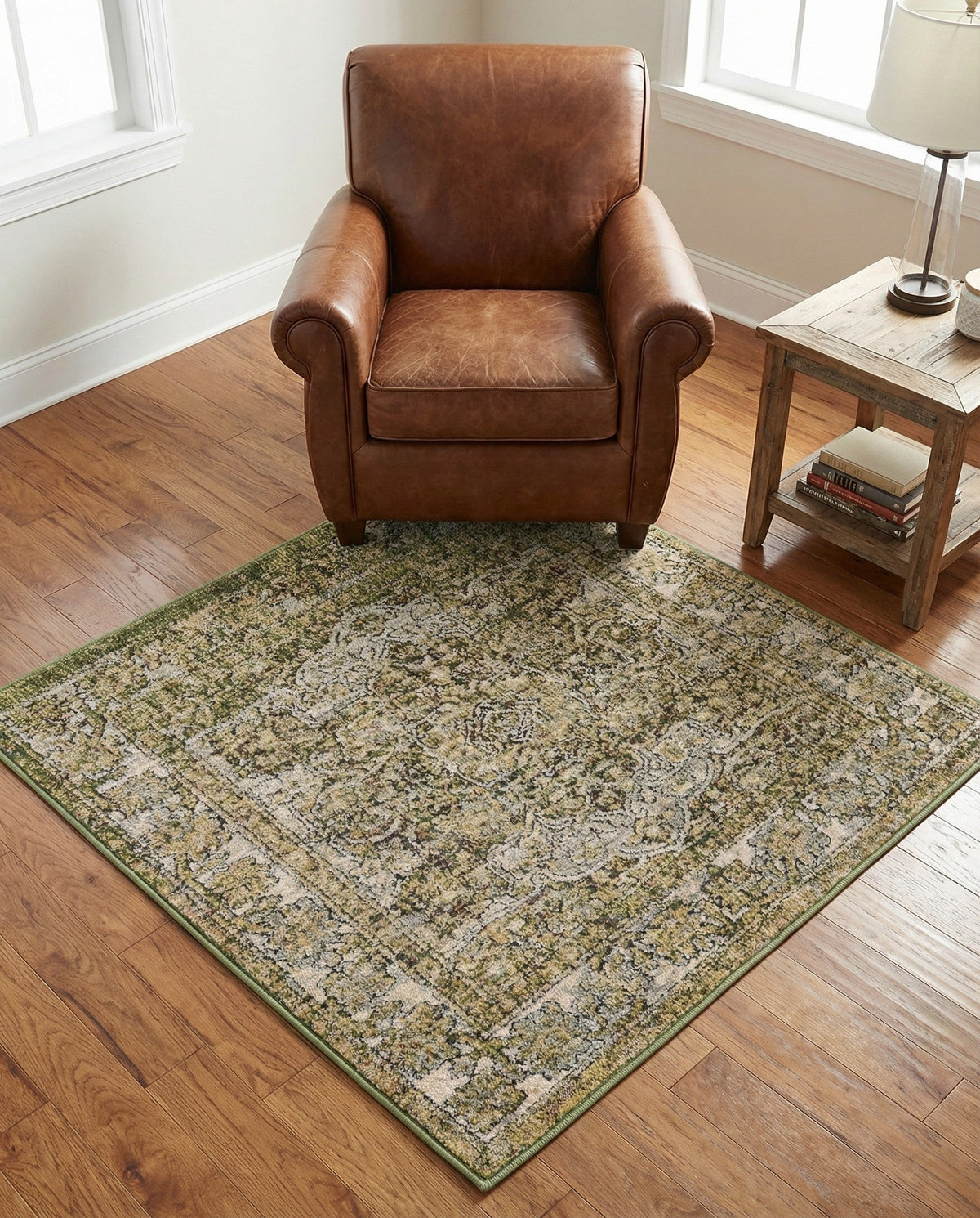 Savannah Soiree Collection Area Rug -  Everglade (Green) Square Green  lifestyle 93