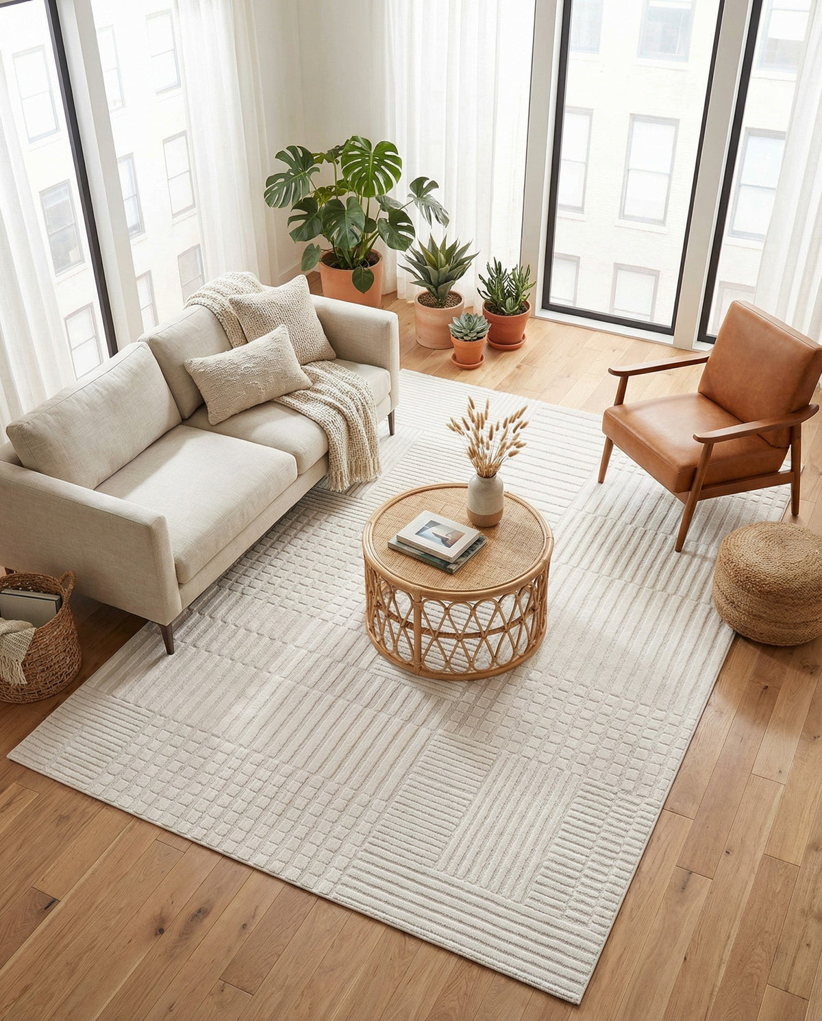 Haven Tapestry Collection Area Rug -  EnchantedGrove Rectangle Ivory White  lifestyle 3