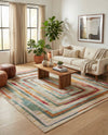 Outdoor Marrakesh Collection Area Rug -  Ouarzazate Square Multi Beige  lifestyle 62