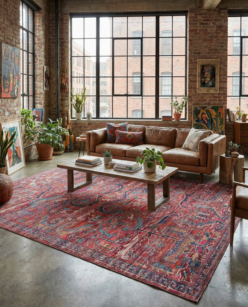 Zahara Oasis Collection Area Rug -  Tangier Rectangle Rust Red  lifestyle 14