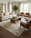 Coastal Manor Collection Area Rug -  Pierpoint Rectangle Blue Cream  lifestyle 28
