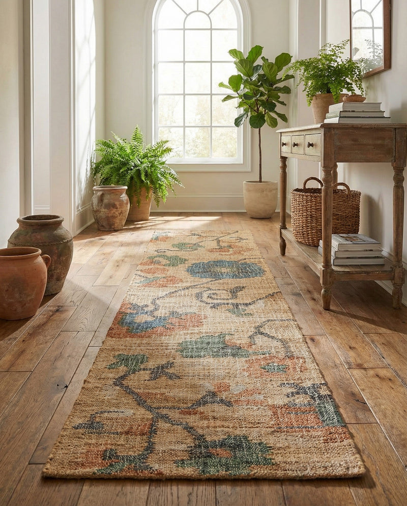 Benares Handwoven Jute Collection Area Rug -  Ramnagar Runner Multi  lifestyle 29