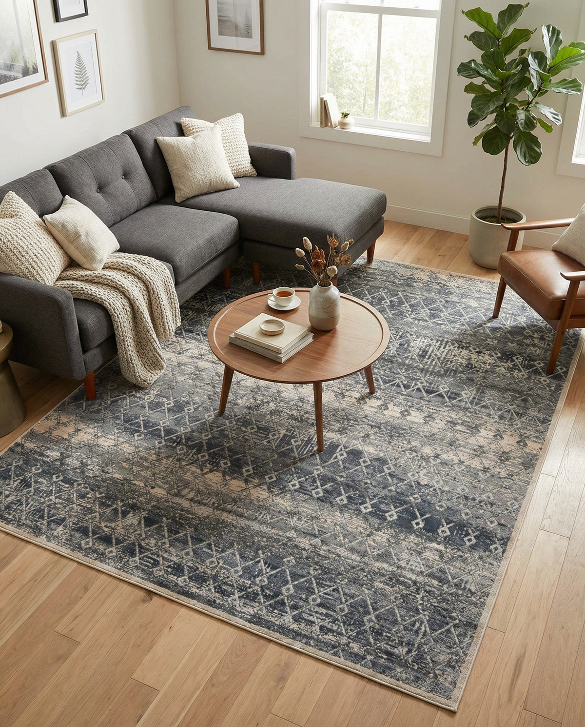 Aegean Elegance Collection Area Rug -  Santorini Rectangle Gray  lifestyle 3