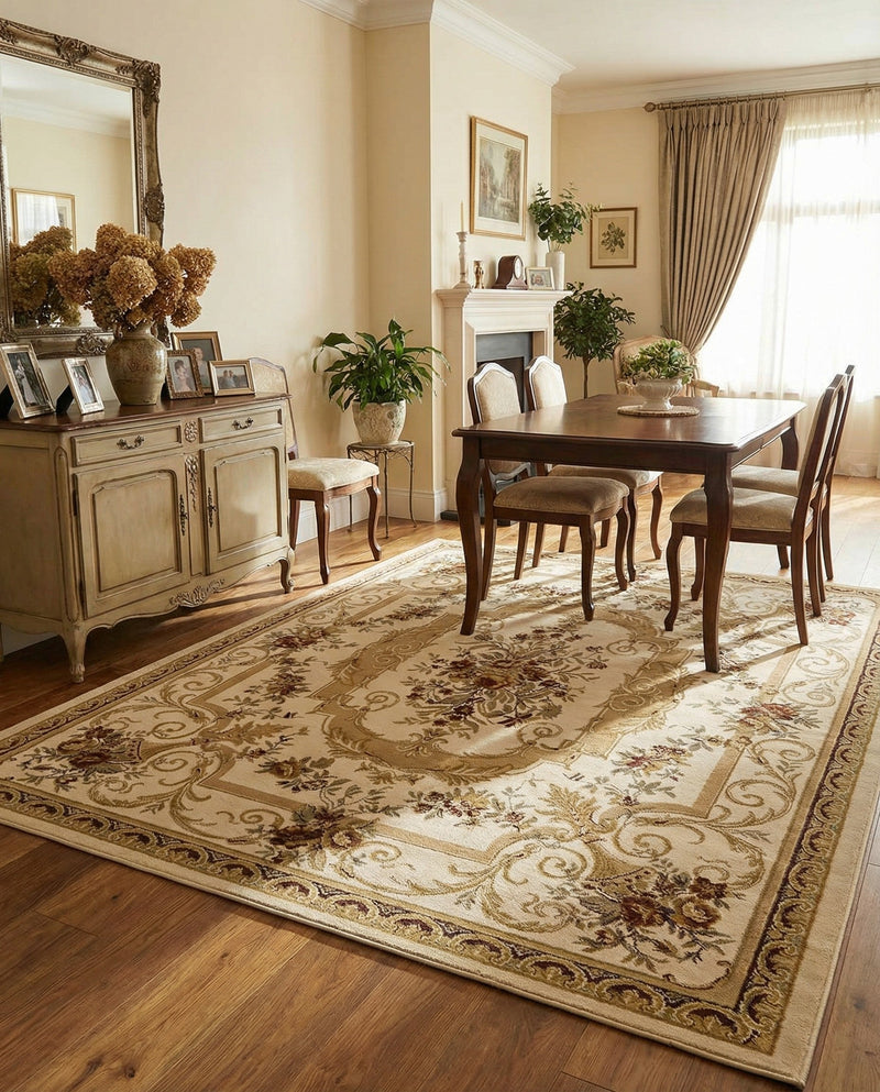 Versailles Elegance Collection Area Rug -  Louveciennes (Cream) Rectangle Cream  lifestyle 18