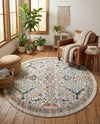 Seville Stripes Collection Area Rug -  Malaga (Ivory) Round Ivory  lifestyle 79