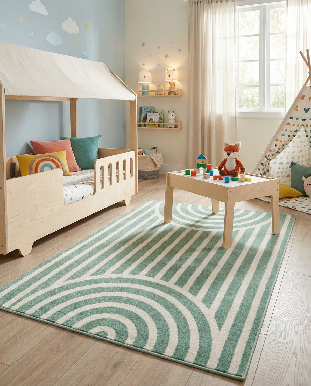 Wonder Tykes Collection Area Rug -  Joydale Rectangle Soft Green  lifestyle 26