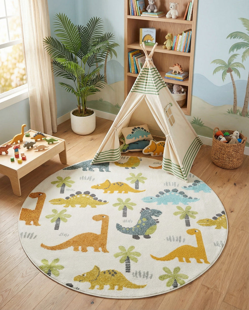 Wonder Tykes Collection Area Rug -  Pastiche Round Ivory  lifestyle 46