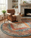 Savannah Soiree Collection Area Rug - Serengeti (Rust Red) Round Rust Red  lifestyle 79
