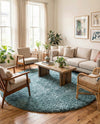 Eternal Plush Oasis Collection Area Rug -  Tranquility (Slate Blue) Round Slate Blue  lifestyle 57