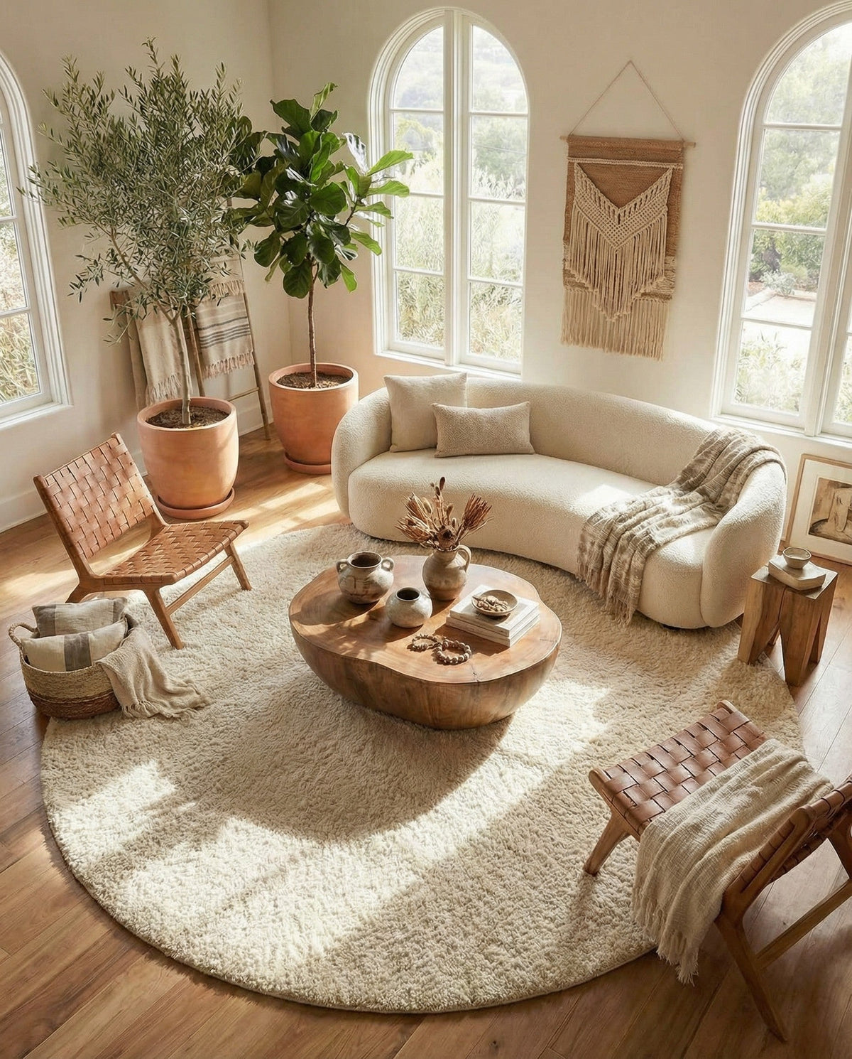 Wellington Luxe Shag Collection Area Rug - Kapiti Round Moroccan Ivory  lifestyle 119