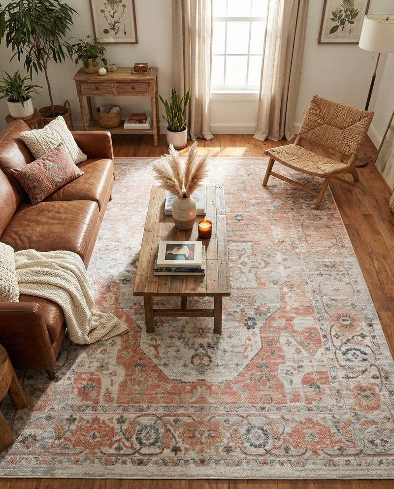 Parisian Elegance Collection Area Rug - Versailles (Rose Pink) Rectangle Rose Pink  lifestyle 17