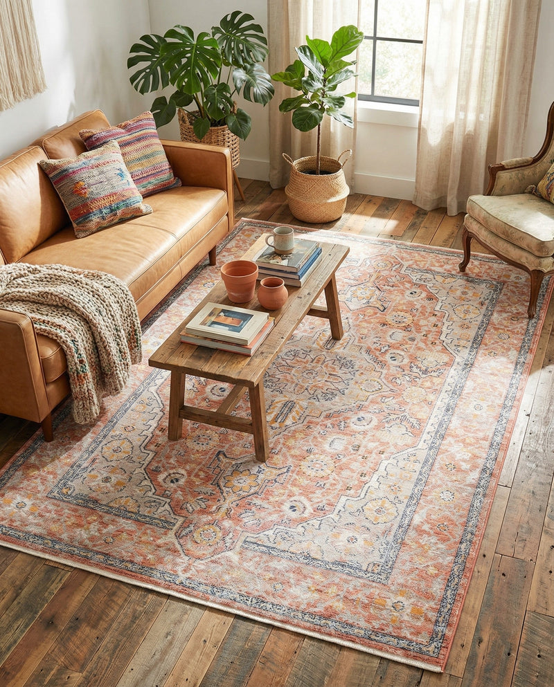 Seville Stripes Collection Area Rug - Cadiz (Brick Red) Rectangle Brick Red  lifestyle 17