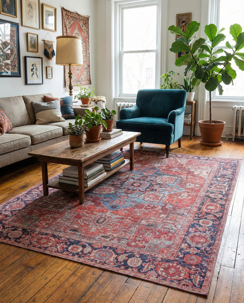 Zahara Oasis Collection Area Rug -  Essaouira Rectangle Rust Red  lifestyle 20