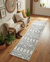 Marrakesh Lattice Collection Area Rug - Casablanca (Ivory Black) Runner Ivory Black  lifestyle 41