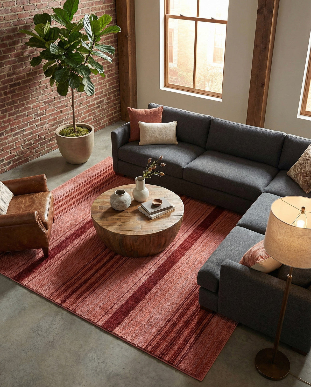 Jewel Oasis Collection Area Rug - Sapphire (Rusty Pink Rose) Square Rusty Pink Rose  lifestyle 66