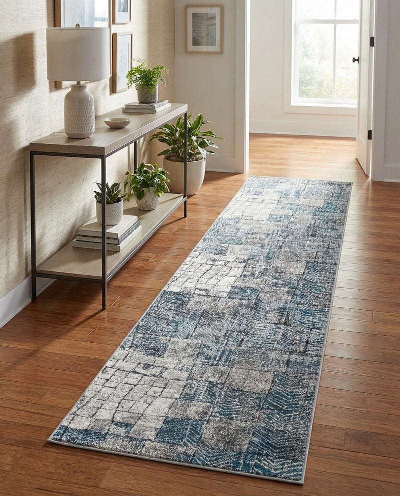 Seville Elegance Collection Area Rug - Cordoba Runner Gray Blue  lifestyle 73