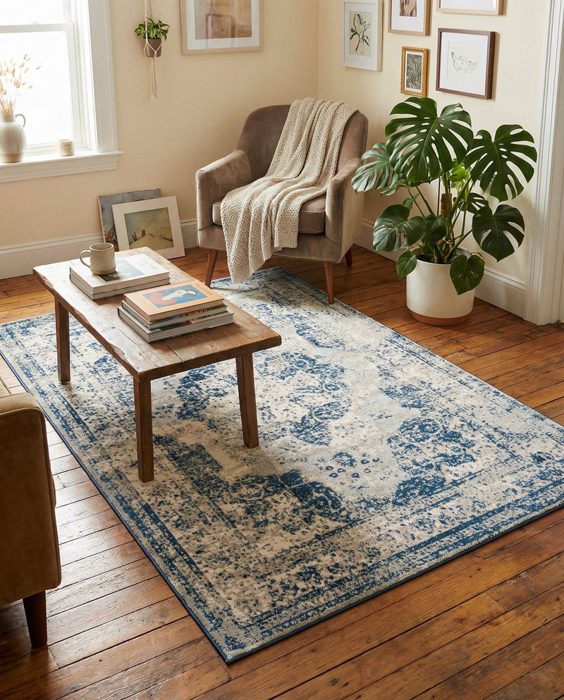 Riviera Elegance Collection Area Rug -  Menton (Blue) Rectangle Blue  lifestyle 34