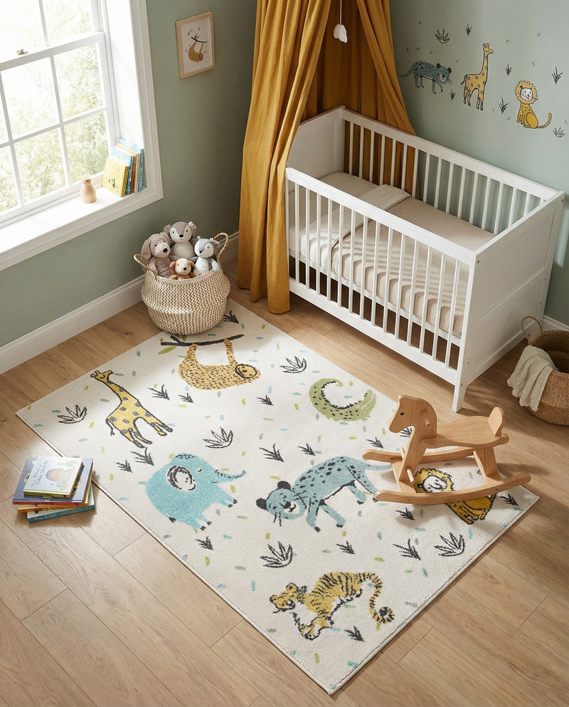 Wonder Tykes Collection Area Rug -  Spatter Rectangle Ivory  lifestyle 8